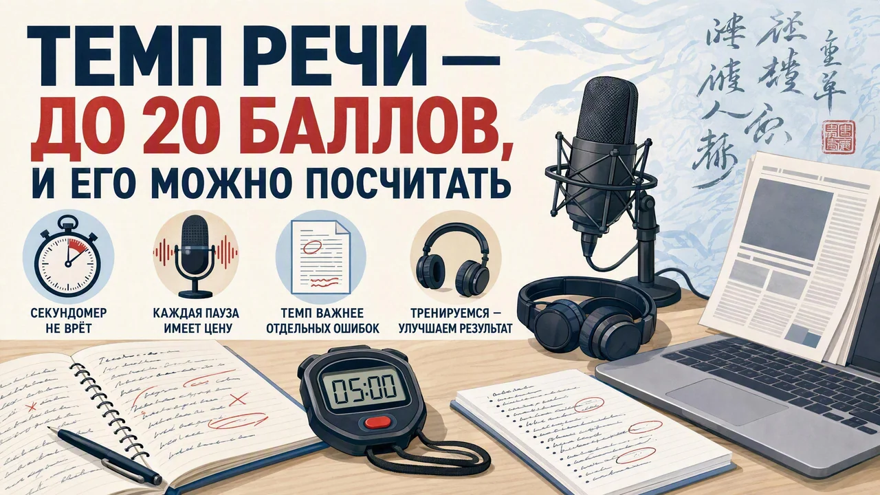 Рабочее место переводчика с секундомером: темп устного перевода стоит до 20 баллов из ста