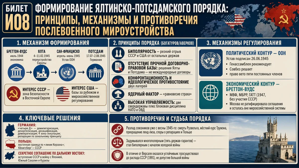 Образец готового билета МО — Ялтинско-Потсдамский порядок