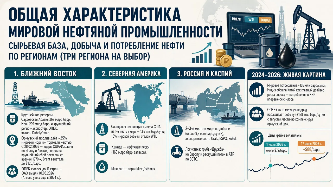 Образец готового билета ТЭК — общая характеристика мировой нефтяной промышленности